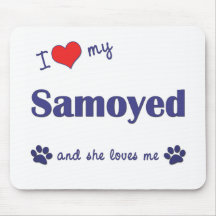 J'aime mon Samoyed (le chien femelle) Tapis De Souris