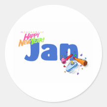 Januari (Gelukkig Nieuwjaar) Ronde Sticker