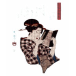 Japanese Woman Reading-Distressed Tshirt
