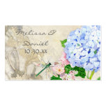 Jardin anglais, aquarelle rose bleue d'hortensias  carte de visite