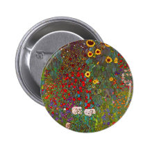 Jardin de ferme de Gustav Klimt avec des tournesol Badges Avec Agrafe