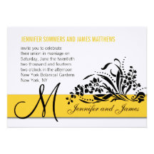 Jaune de monogramme de faire-part de mariage de re