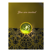 Jaune de MONOGRAMME de GEMME de DAMASSÉ Faire-part Personnalisés