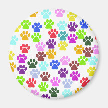 Jaune rouge de vert bleu de Pawprints de traînées  Aimant