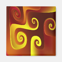 Jaune sur le rouge magnets pour réfrigérateur