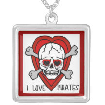 "JE COPIE DE COEUR DE CRÂNE AIME PIRATES" PENDENTIFS