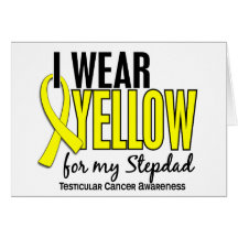 Je porte le cancer du testicule jaune du Stepdad 1 Carte De Vœux