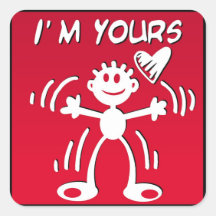Je suis à vous - chiffre de bâton de valentine sticker carré