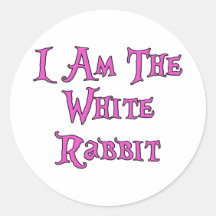 Je suis le lapin blanc : Suivez-moi Autocollant Rond
