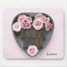 Je t'aime avec le mousepad rose de roses tapis de souris