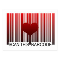 JE T'AIME CODE BARRES cartes postales