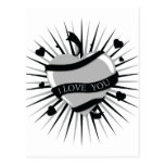 Je t'aime coeur carte postale