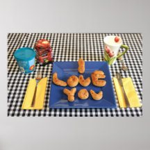 Je t'aime petit déjeuner poster