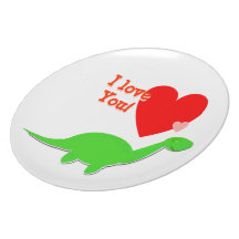 Je t'aime plat de dîner de dinosaure de bande dess assiette