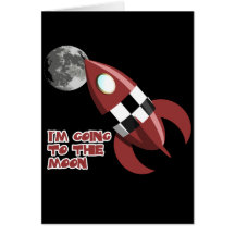 Je vais à la lune cartes de vœux