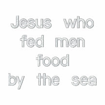 Jésus qui a alimenté à des hommes la nourriture pa