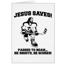 Jésus sauve le T-shirt drôle d'hockey Carte