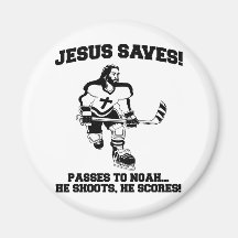 Jésus sauve le T-shirt drôle d'hockey Aimants Pour Réfrigérateur