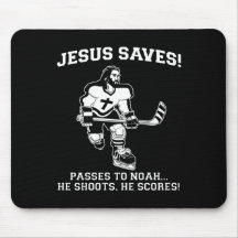 Jesus Saves Hockey grappige t-shirt Muismatten