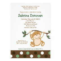 JEU 5x7 Brown/baby shower vert de SINGE Invitation