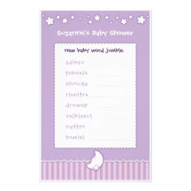 Jeu de baby shower - pêle-mêle de mot motifs pour papier à lettre