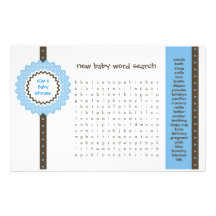 Jeu de baby shower - recherche de mot papier à lettre
