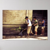 jeu de garçons de Bali Indonésie d'ubud Poster