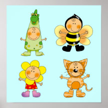 Jeu d'école des animaux de l'enfant posters