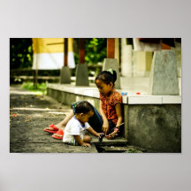 jeu d'enfants de mêmes parents de Bali Indonésie d Poster