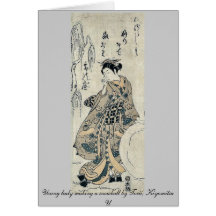 Jeune dame faisant une boule de neige par Torii, K Carte De Vœux