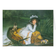 Jeune femme dans un bateau carte