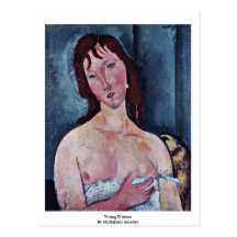 Jeune femme par Modigliani Amedeo Carte Postale