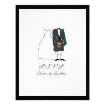 Jeune mariée et marié écossais de kilt épousant RS Invitations