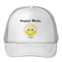 Jeune mariée heureuse casquettes de camionneur