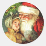 Joie de Noël avec Père Noël Autocollants Ronds
