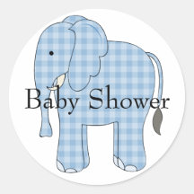 Joint bleu d'enveloppe de baby shower d'éléphant autocollants