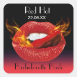 Joint d'un rouge ardent de coup de Bachelorette Stickers Carrés