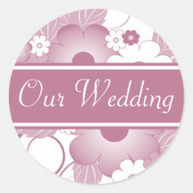 Joints mauve d'enveloppe de mariage de bouquet autocollants