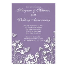 Joli anniversaire de mariage de jardin de papillon cartons d'invitation