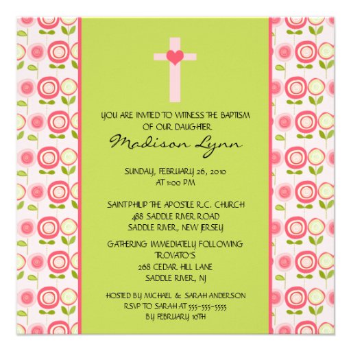 Joli baptême Inviation de bébé de fleur Invitation Personnalisable