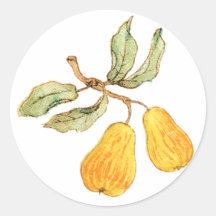Jolies paires de poire autocollants ronds