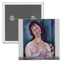 Jonge Vrouw door Modigliani Amedeo Speldbuttons