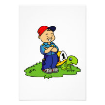 Jongen met Schildpad Gepersonaliseerde Uitnodiging