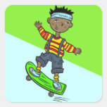 Jongen op Skateboard Vierkant Stickers
