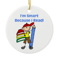 Jongen Smart omdat ik las ornamenten