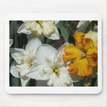 jonquille, blanc et orange tapis de souris