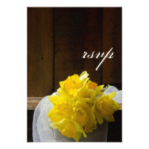 Jonquilles rustiques épousant la carte de réponse cartons d'invitation personnalisés