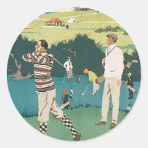 Jouer au golf au club autocollant rond