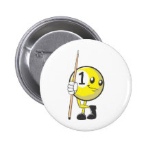 Joueur de billard fait sur commande tenant le bâto pin's
