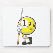 Joueur de billard fait sur commande tenant le bâto tapis de souris